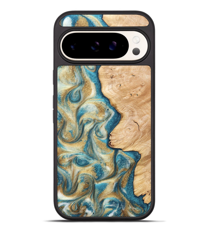 Pixel 9 Pro XL Wood Phone Case - Damion (Teal & Gold, 820200)