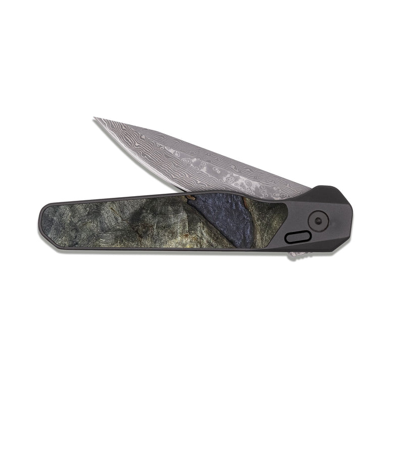 EDC Dark Damascus Wood Pocket Knife - Darrell (Wood Burl, 820205)