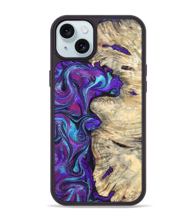 iPhone 15 Plus Wood Phone Case - Felipe (Purple, 820210)