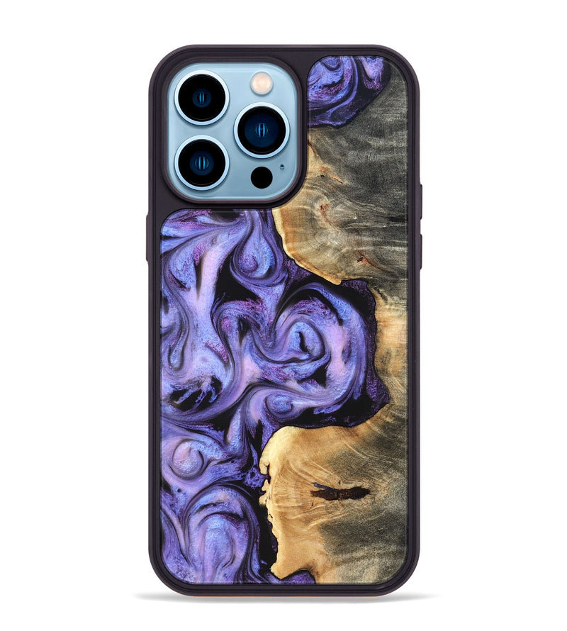 iPhone 14 Pro Max Wood Phone Case - Saundra (Purple, 820211)
