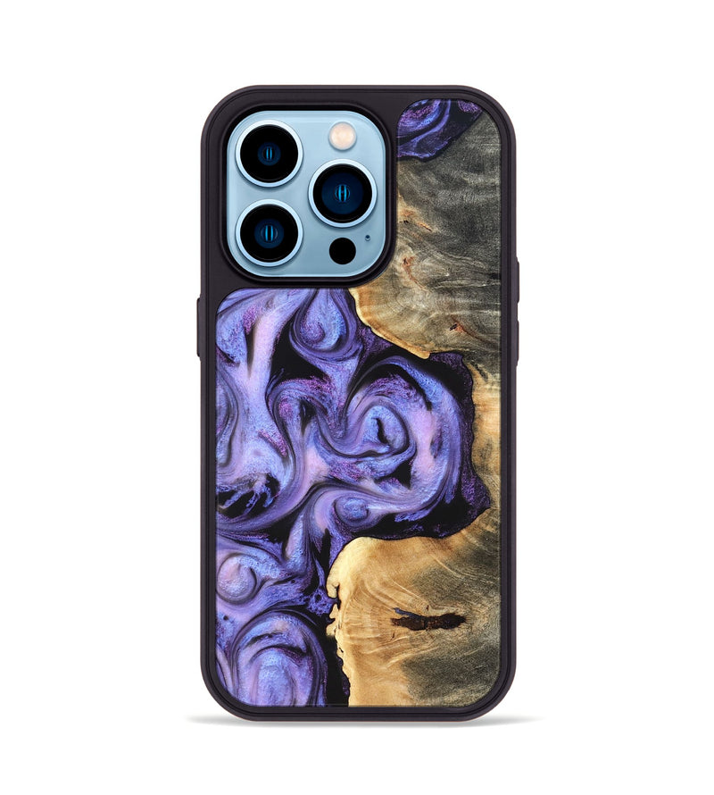 iPhone 14 Pro Wood Phone Case - Saundra (Purple, 820211)