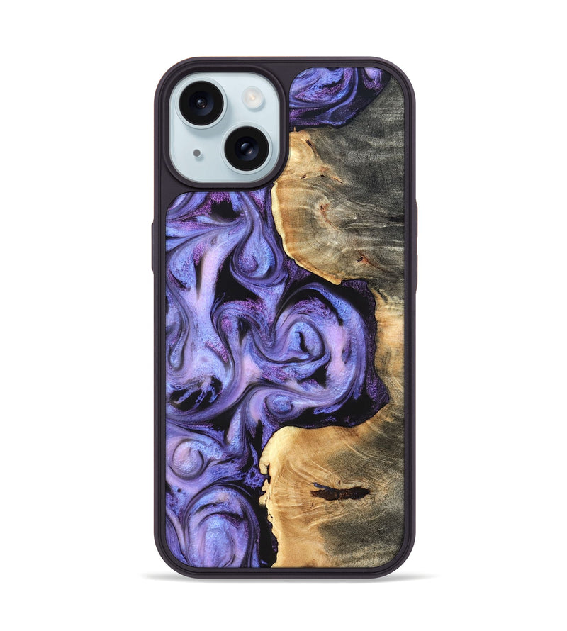 iPhone 15 Wood Phone Case - Saundra (Purple, 820211)
