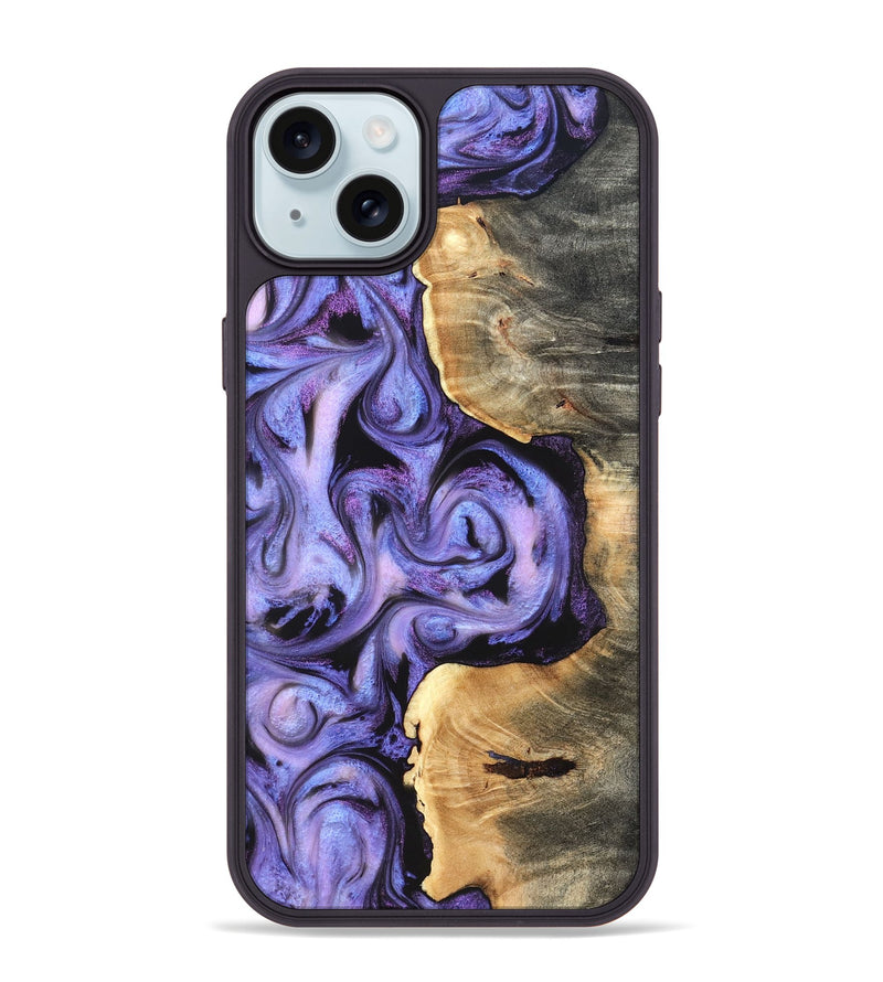 iPhone 15 Plus Wood Phone Case - Saundra (Purple, 820211)