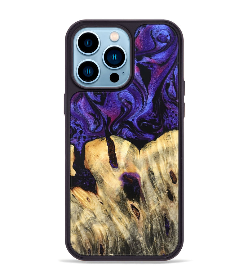 iPhone 14 Pro Max Wood Phone Case - Eliel (Purple, 820212)