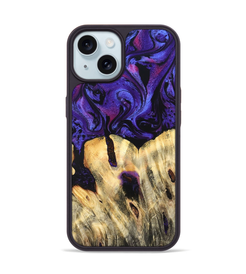 iPhone 15 Wood Phone Case - Eliel (Purple, 820212)