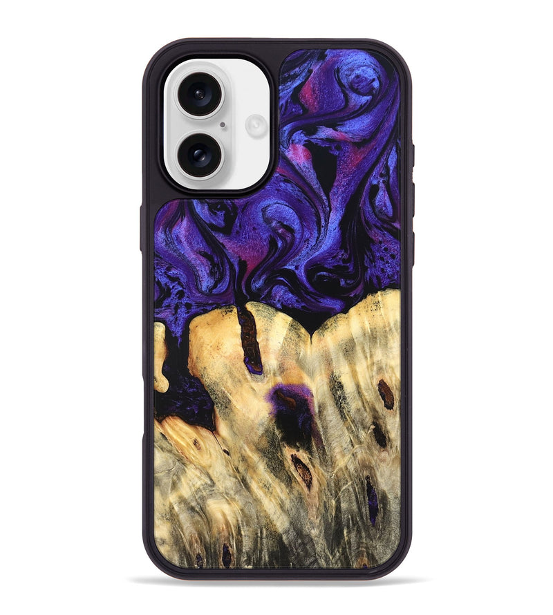 iPhone 16 Plus Wood Phone Case - Eliel (Purple, 820212)