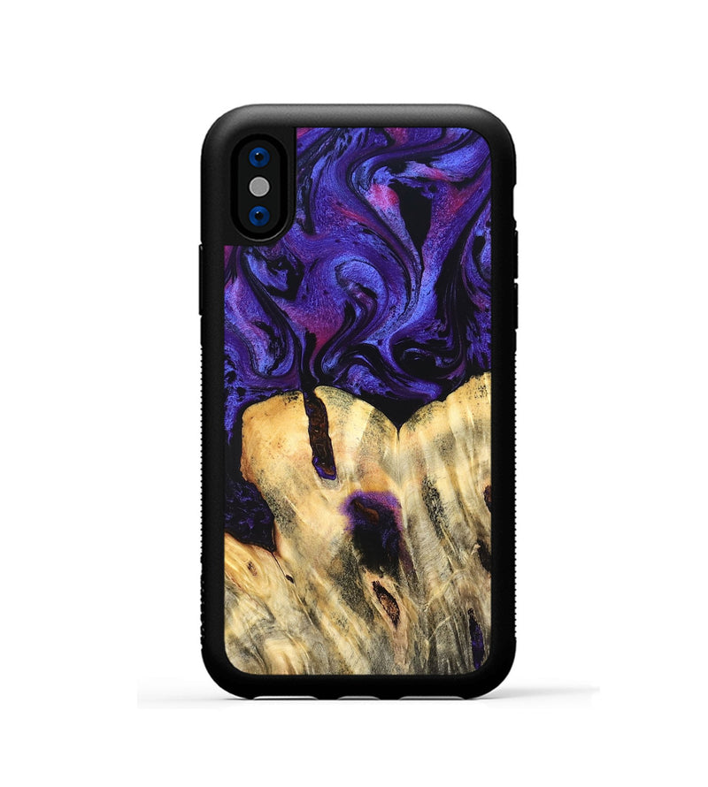iPhone Xs Wood Phone Case - Eliel (Purple, 820212)
