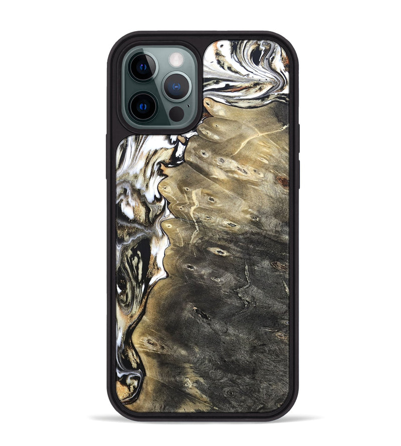 iPhone 12 Pro Max Wood Phone Case - Marcie (Black & White, 820213)