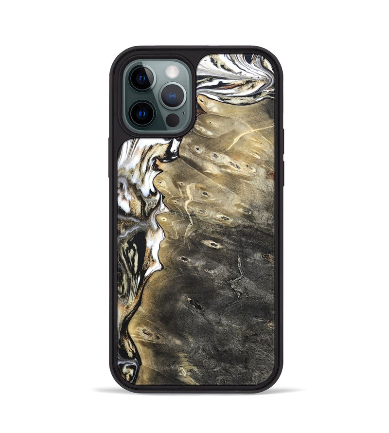 iPhone 12 Pro Wood Phone Case - Marcie (Black & White, 820213)
