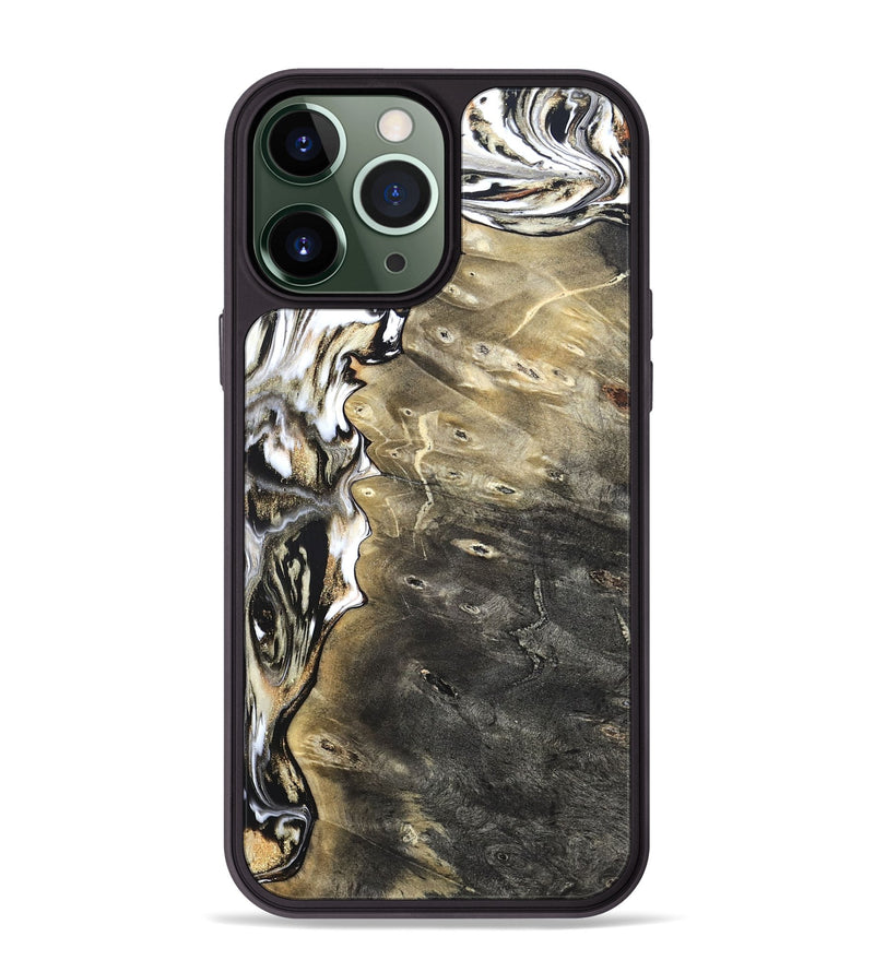 iPhone 13 Pro Max Wood Phone Case - Marcie (Black & White, 820213)