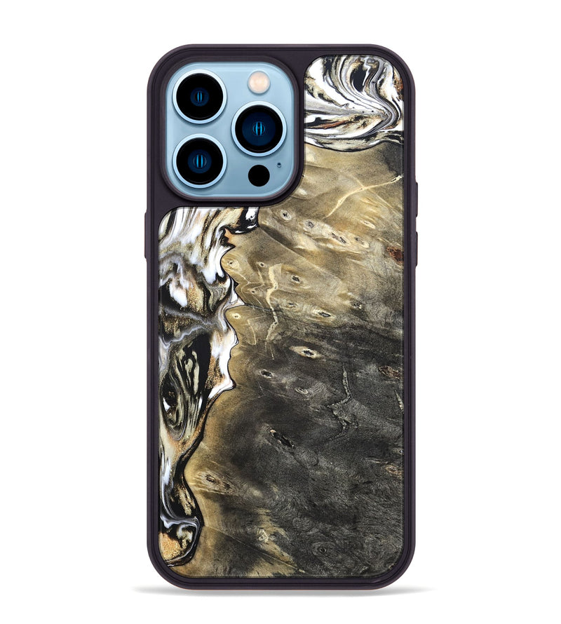 iPhone 14 Pro Max Wood Phone Case - Marcie (Black & White, 820213)
