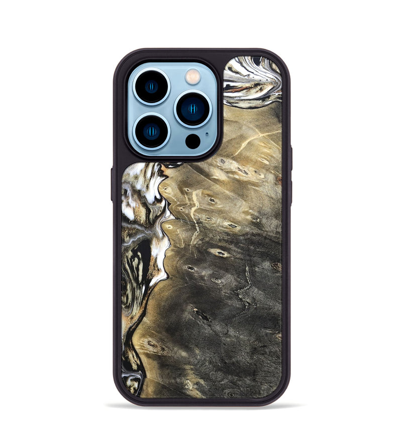 iPhone 14 Pro Wood Phone Case - Marcie (Black & White, 820213)