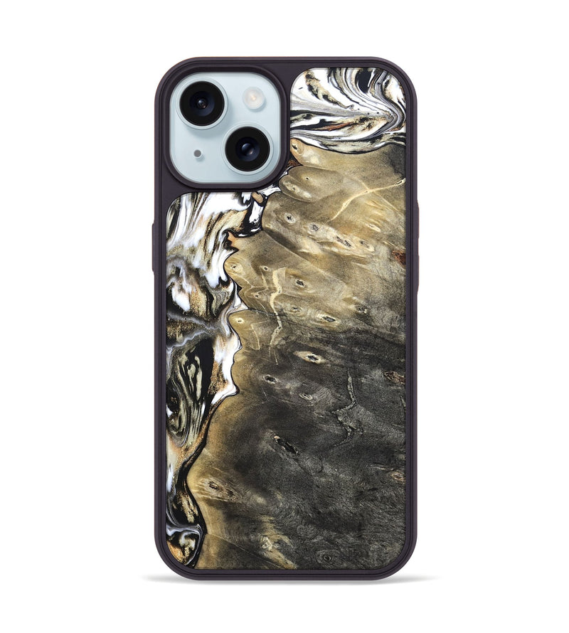 iPhone 15 Wood Phone Case - Marcie (Black & White, 820213)