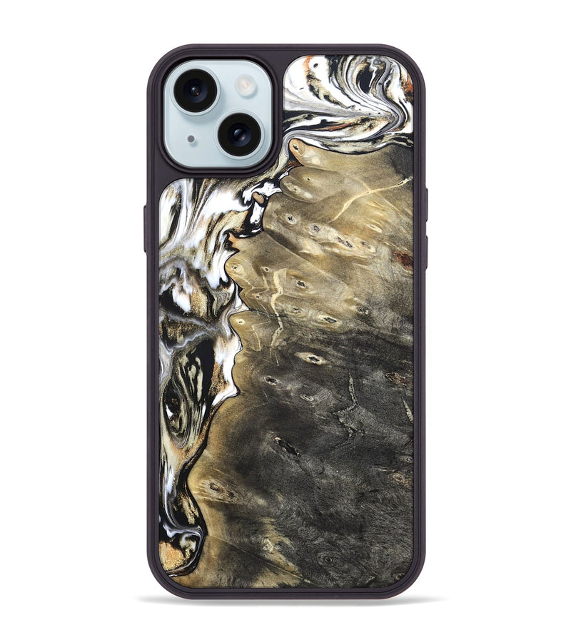 iPhone 15 Plus Wood Phone Case - Marcie (Black & White, 820213)