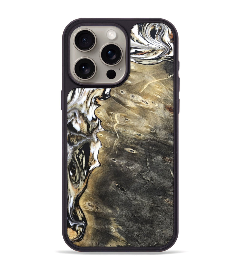 iPhone 15 Pro Max Wood Phone Case - Marcie (Black & White, 820213)