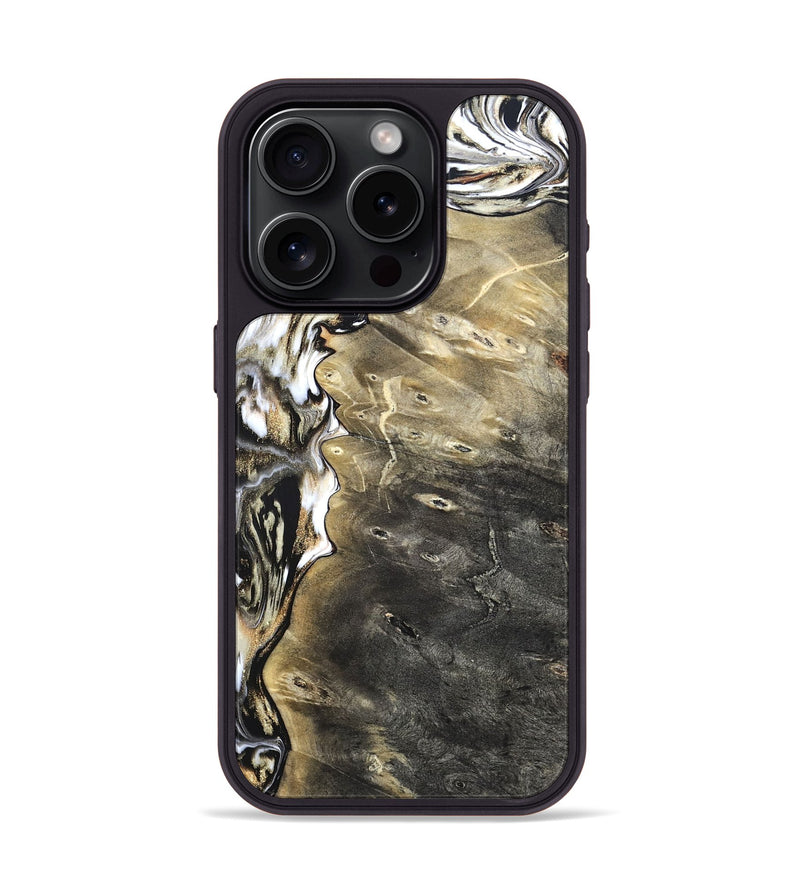 iPhone 15 Pro Wood Phone Case - Marcie (Black & White, 820213)
