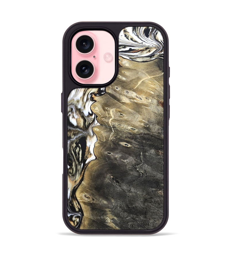iPhone 16 Wood Phone Case - Marcie (Black & White, 820213)