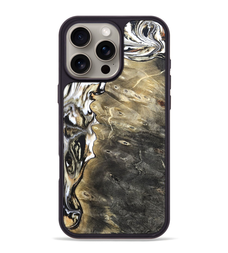 iPhone 16 Pro Max Wood Phone Case - Marcie (Black & White, 820213)