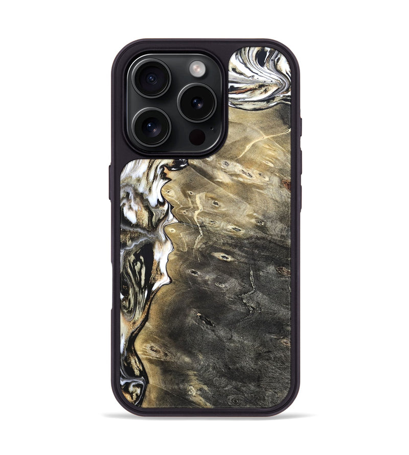 iPhone 16 Pro Wood Phone Case - Marcie (Black & White, 820213)