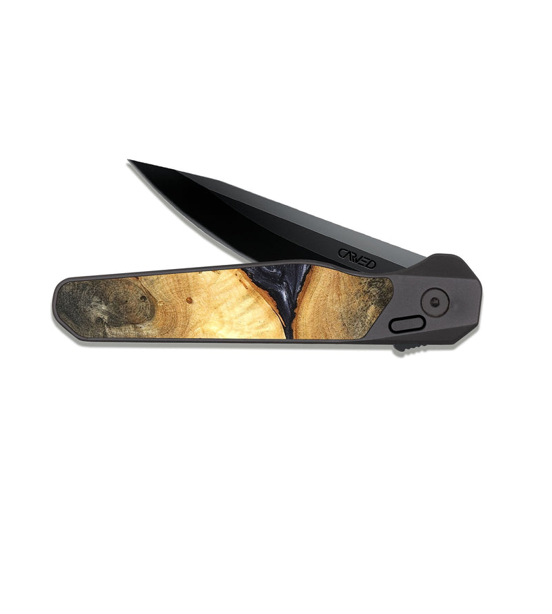 EDC Dark Slate Wood Pocket Knife - Londyn (Black & White, 820214)
