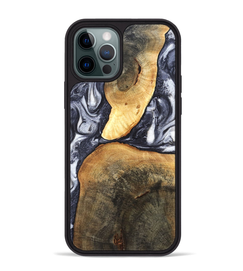 iPhone 12 Pro Max Wood Phone Case - Londyn (Black & White, 820214)