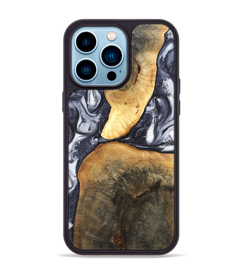 iPhone 14 Pro Max Wood Phone Case - Londyn (Black & White, 820214)