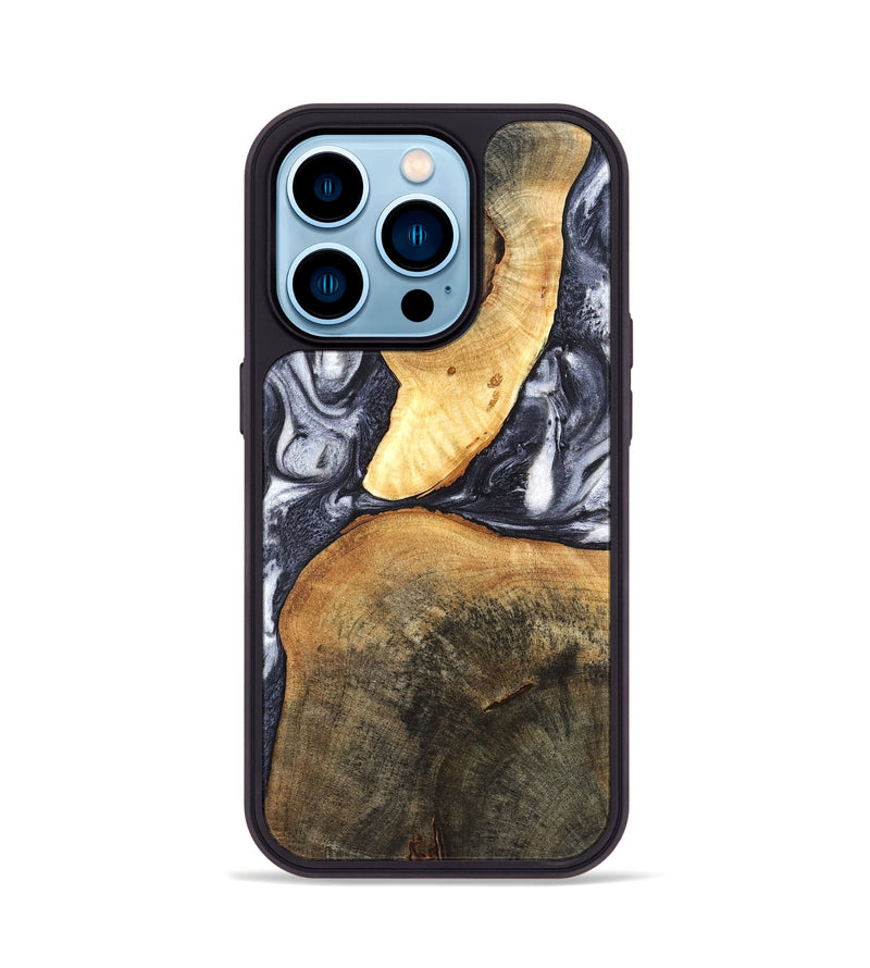 iPhone 14 Pro Wood Phone Case - Londyn (Black & White, 820214)