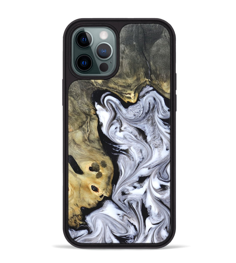 iPhone 12 Pro Max Wood Phone Case - Shirley (Black & White, 820215)