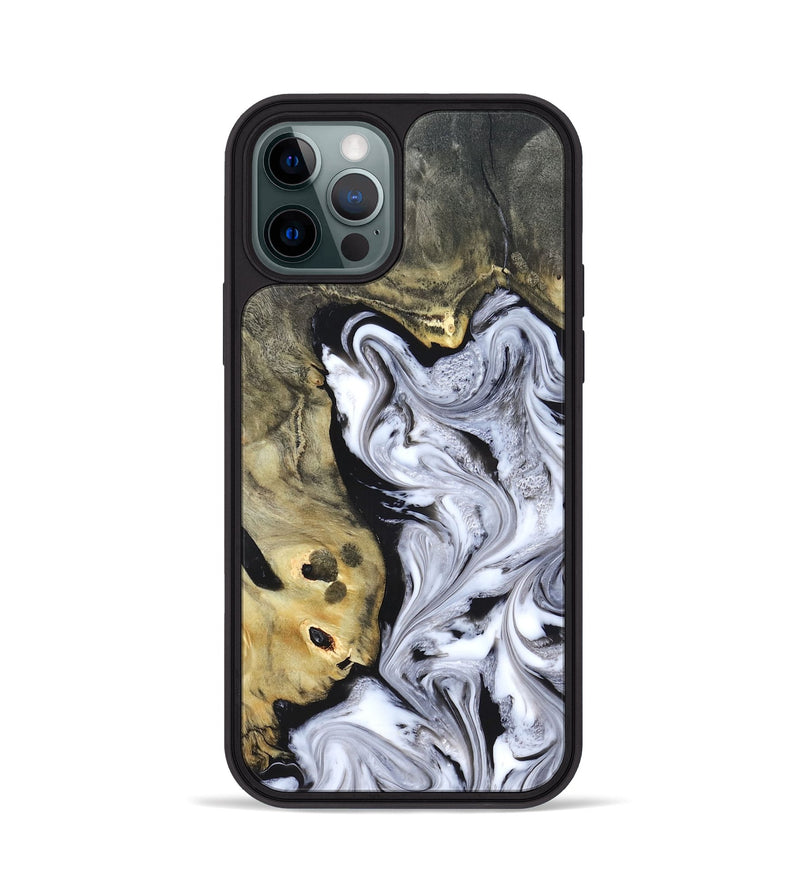 iPhone 12 Pro Wood Phone Case - Shirley (Black & White, 820215)