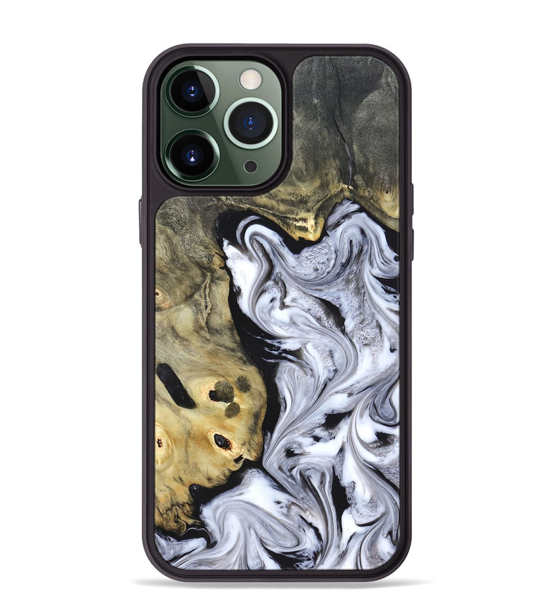 iPhone 13 Pro Max Wood Phone Case - Shirley (Black & White, 820215)