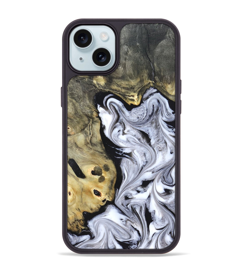 iPhone 15 Plus Wood Phone Case - Shirley (Black & White, 820215)