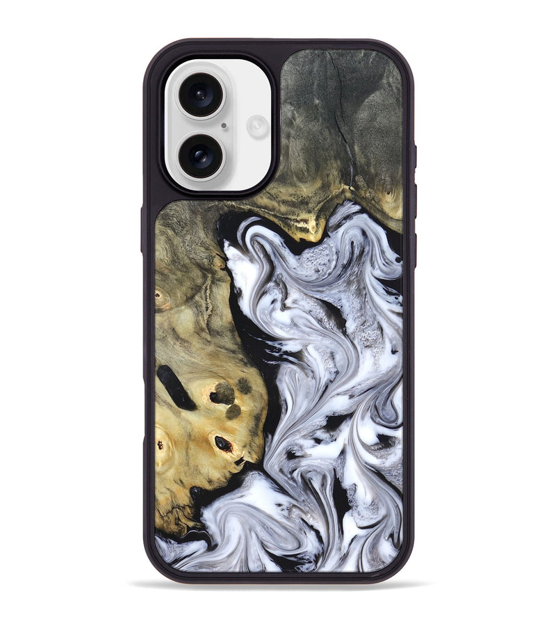 iPhone 16 Plus Wood Phone Case - Shirley (Black & White, 820215)