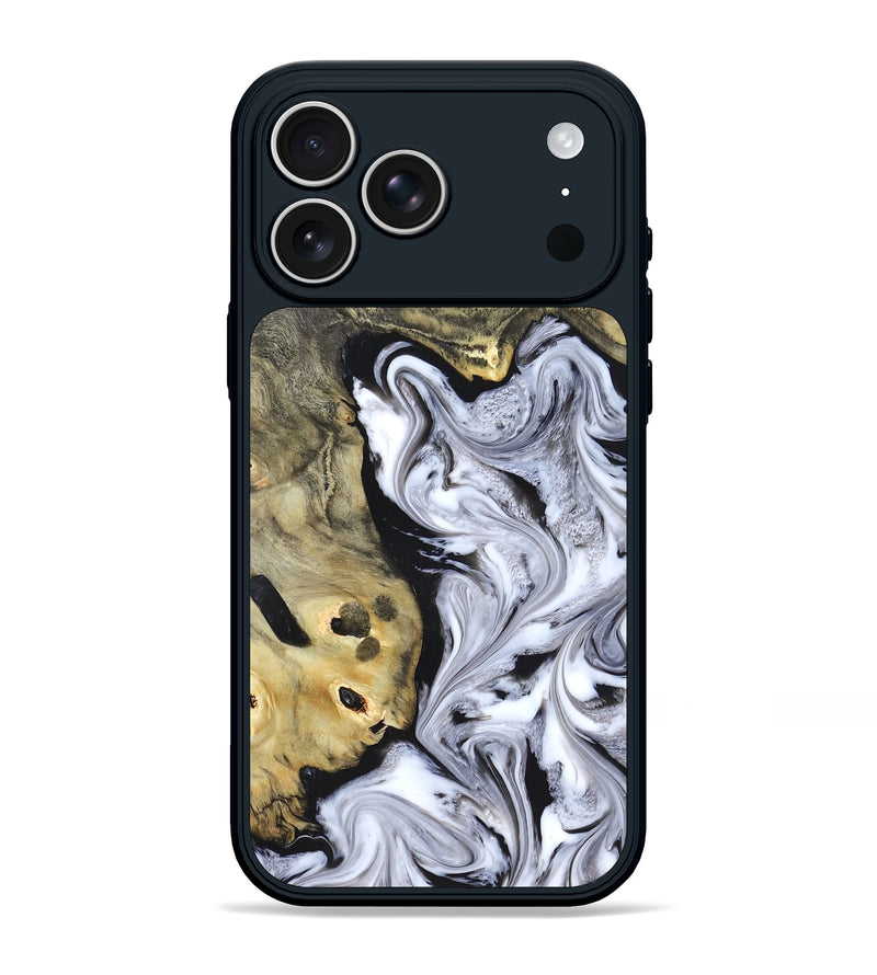 iPhone 17 Pro Max Wood Phone Case - Shirley (Black & White, 820215)