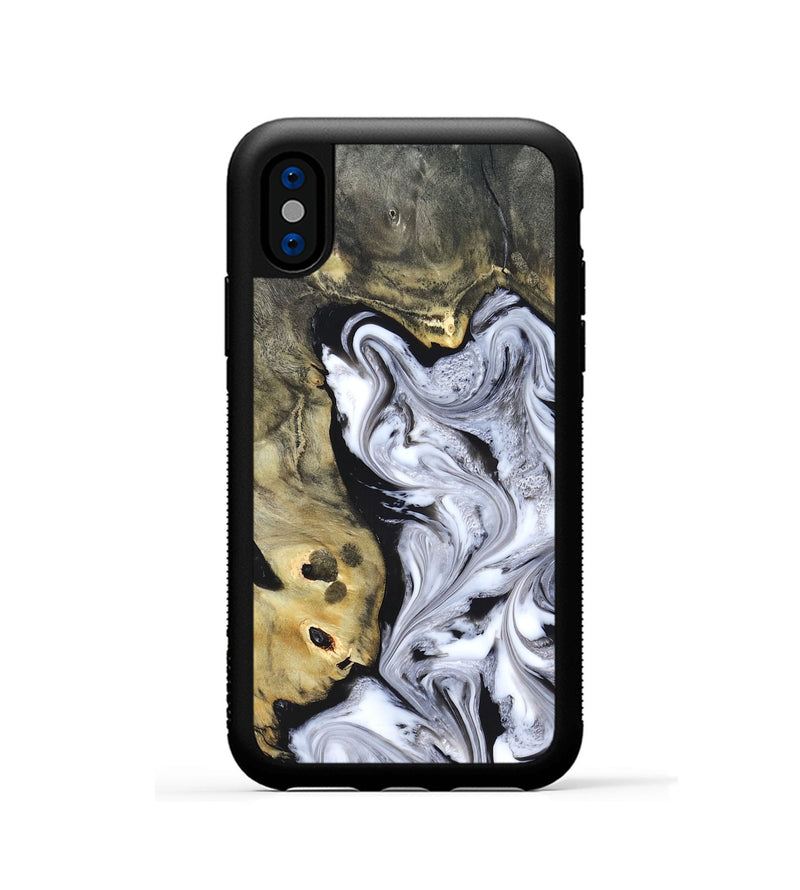 iPhone Xs Wood Phone Case - Shirley (Black & White, 820215)