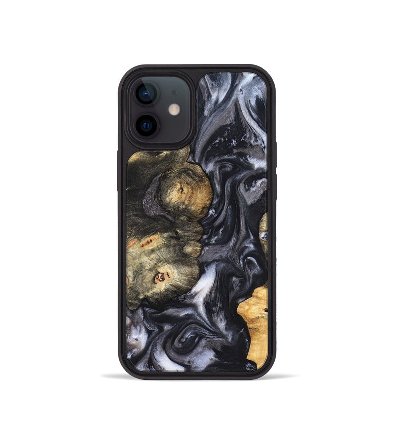 iPhone 12 mini Wood Phone Case - Solomon (Black & White, 820216)
