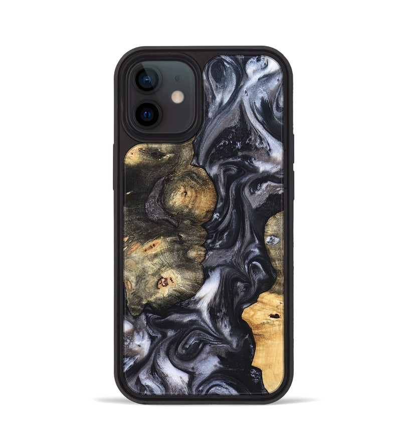 iPhone 12 Wood Phone Case - Solomon (Black & White, 820216)