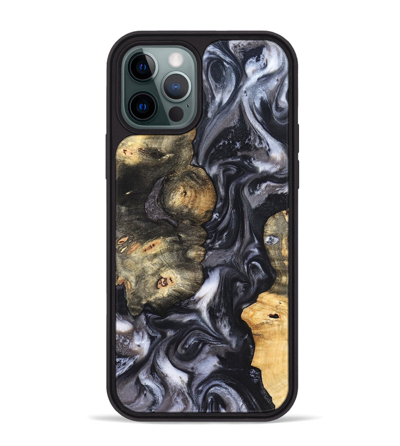 iPhone 12 Pro Max Wood Phone Case - Solomon (Black & White, 820216)