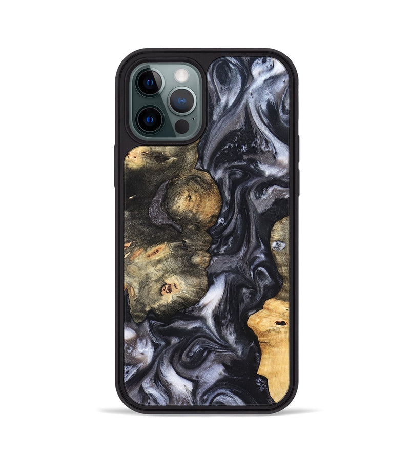 iPhone 12 Pro Wood Phone Case - Solomon (Black & White, 820216)