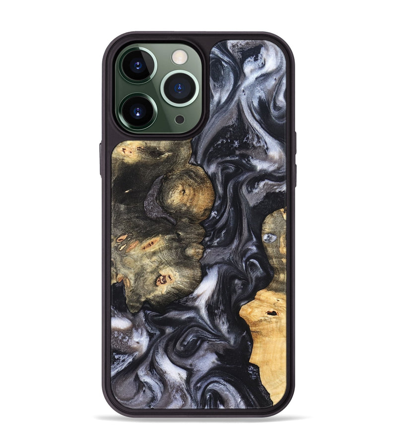 iPhone 13 Pro Max Wood Phone Case - Solomon (Black & White, 820216)
