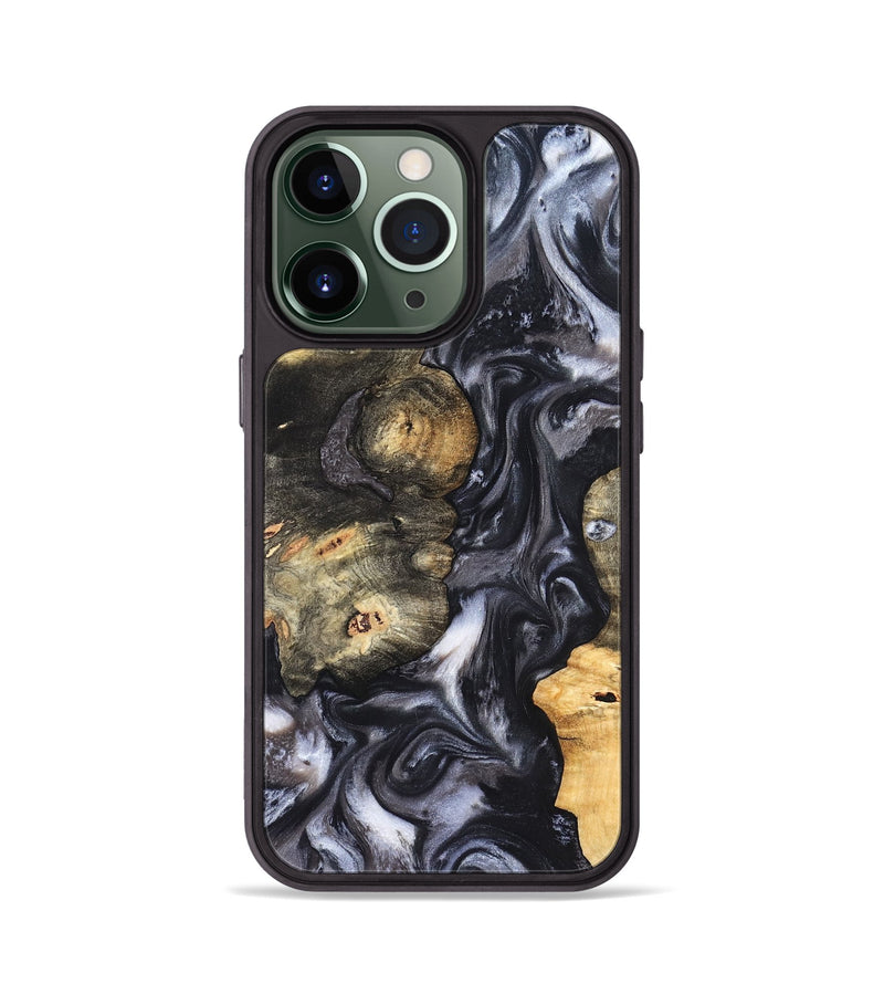 iPhone 13 Pro Wood Phone Case - Solomon (Black & White, 820216)