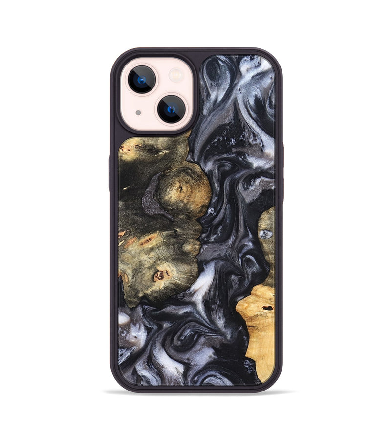 iPhone 14 Wood Phone Case - Solomon (Black & White, 820216)