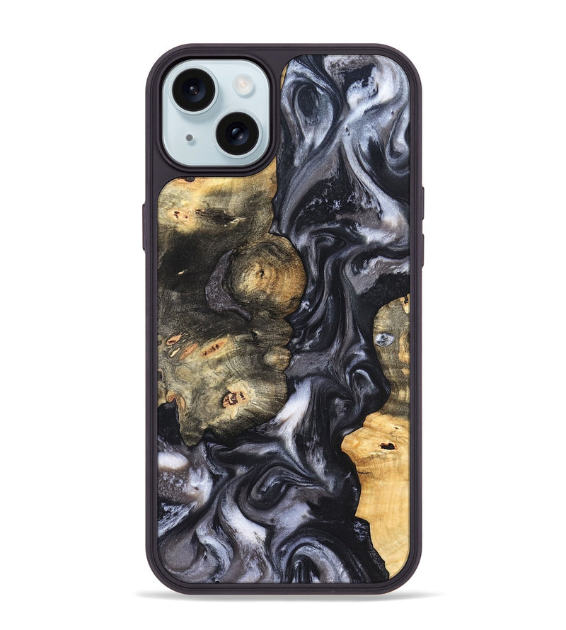 iPhone 15 Plus Wood Phone Case - Solomon (Black & White, 820216)