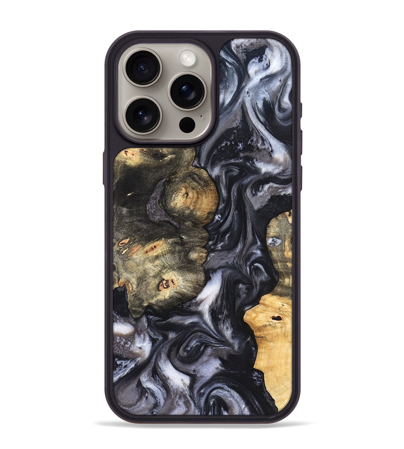 iPhone 15 Pro Max Wood Phone Case - Solomon (Black & White, 820216)