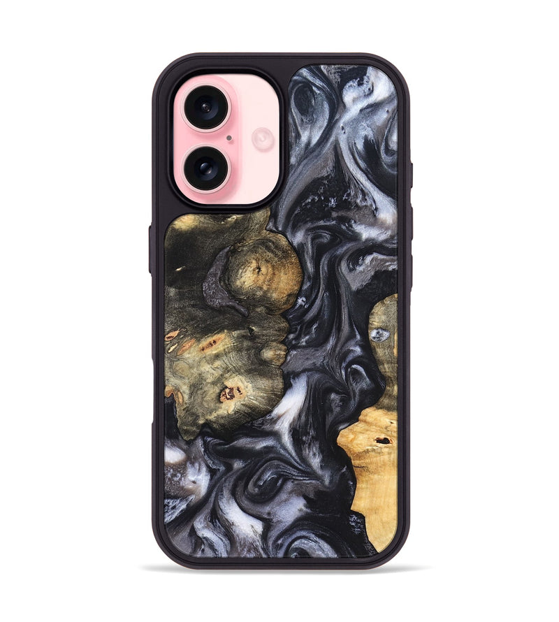 iPhone 16 Wood Phone Case - Solomon (Black & White, 820216)