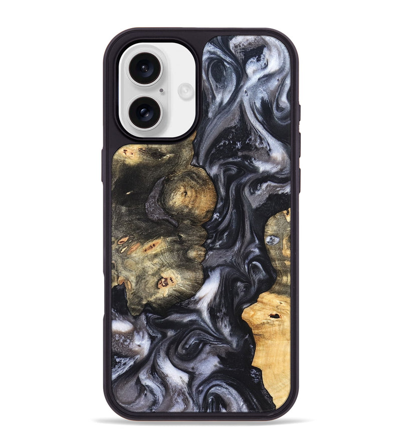 iPhone 16 Plus Wood Phone Case - Solomon (Black & White, 820216)