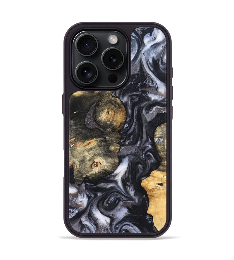 iPhone 16 Pro Wood Phone Case - Solomon (Black & White, 820216)
