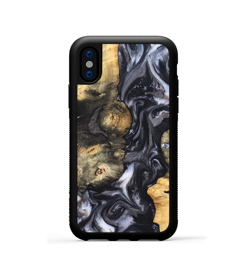 iPhone Xs Wood Phone Case - Solomon (Black & White, 820216)