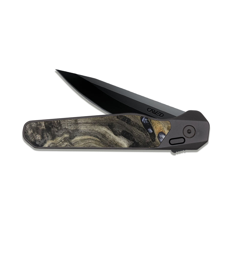 EDC Dark Slate Wood Pocket Knife - Wynter (Black & White, 820217)