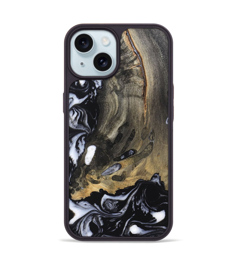 iPhone 15 Wood Phone Case - Wynter (Black & White, 820217)