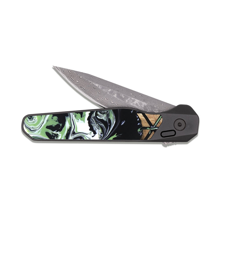 EDC Dark Damascus Wood Pocket Knife - Debi (Pattern, 820225)